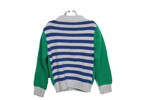 Cuello en V de acrílico suave del jersey de punto de los niños del verde de la niña con el botón para la primavera