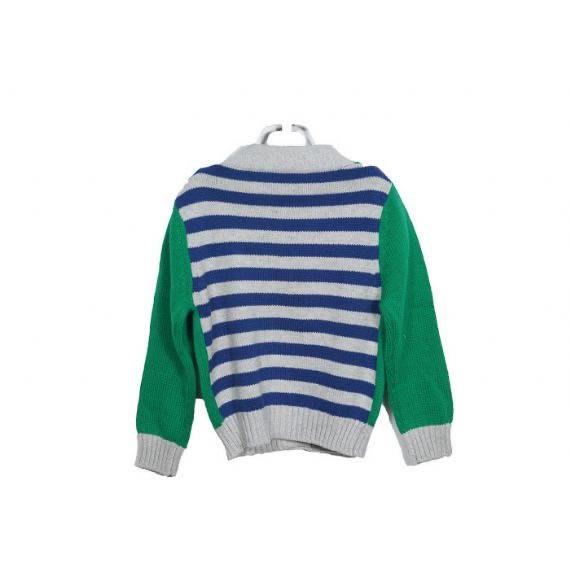 Cuello en V de acrílico suave del jersey de punto de los niños del verde de la niña con el botón para la primavera