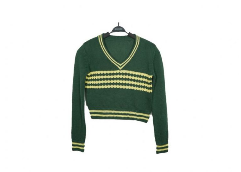 British V Neck Green Pattern Boys Knit Sweater Children Pullover Clothing
