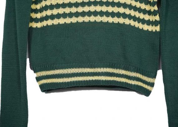 Suéter de punto para niños con patrón verde con cuello en V británico, ropa para niños