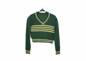 British V Neck Green Pattern Boys Knit Sweater Children Pullover Clothing