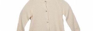 Autumn White Round Neck Kids Cardigan Sweater With Button For Girls In 12 Gauge