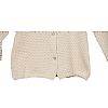 Autumn White Round Neck Kids Cardigan Sweater With Button For Girls In 12 Gauge