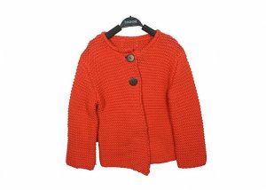 Winter Girl Warm Casual Knitted Cardigan Kids Sweater Pure Orange Custom Design