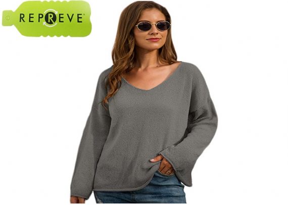 Sudadera con capucha sostenible de otoño suelta con cuello en V