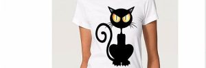 Polyester Cotton Cat Printed White Sustainable T Shirt