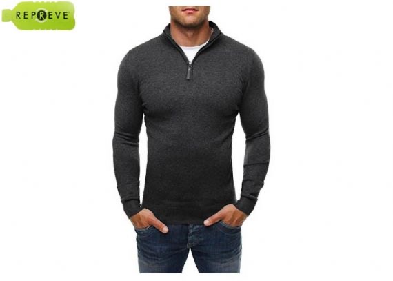 Sustainable Polyester Knitted 1/4 Zip Up Pullover Sweater