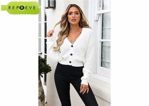 Suéter feminino de inverno tricotado 9GG pulôver sustentável