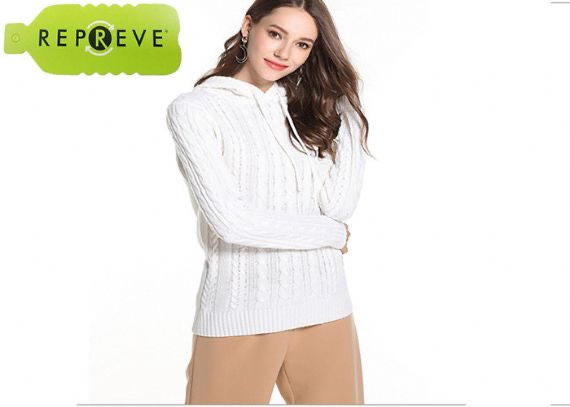 Suéter sostenible tejido cable de invierno para mujer 9GG