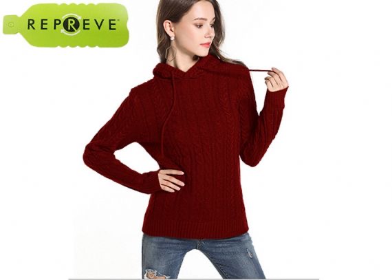 Suéter sostenible tejido cable de invierno para mujer 9GG