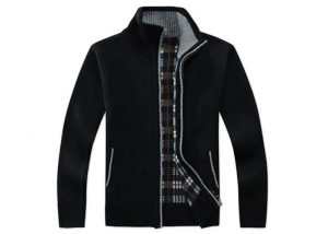 Autumn Zipper Breathable Mens Knit Cardigan Sweater