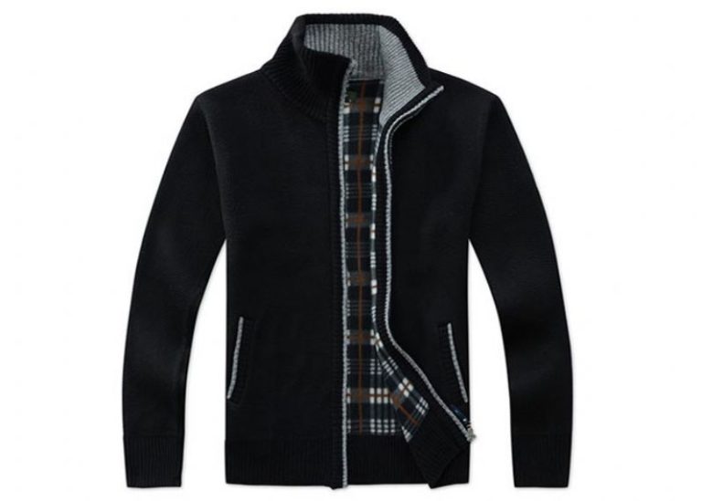 Autumn Zipper Breathable Mens Knit Cardigan Sweater