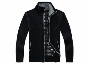 Autumn Zipper Breathable Mens Knit Cardigan Sweater