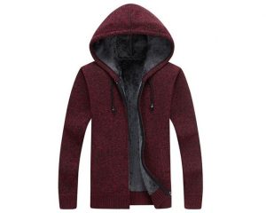 ISO M L XL V Neck Cardigan Zipper Mens Knit Sweater