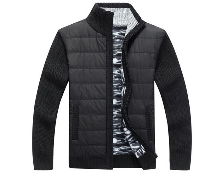 L XL XXL Muscle Fit Patchwork Knitted Cardigan Jacket