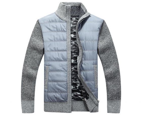 L XL XXL Chaqueta tipo cárdigan de punto con patchwork y corte musculoso