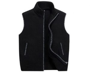 Stand Collar Thick Knit Cardigan Sleeveless Sweater Vests