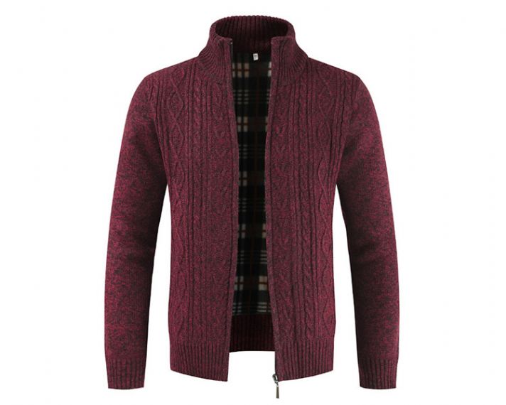OEM Thick Cardigan Zipper Collar Cozy Knit Sweater