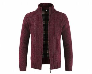 OEM Thick Cardigan Zipper Collar Cozy Knit Sweater