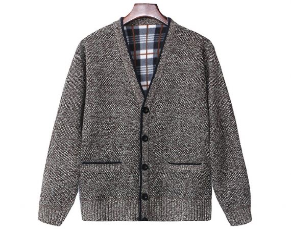 Knitted Mens V Neck Shawl Collar Cardigan Jumper