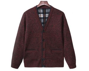 Knitted Mens V Neck Shawl Collar Cardigan Jumper