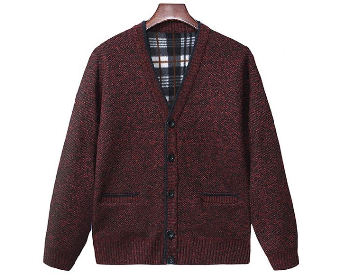 Knitted Mens V Neck Shawl Collar Cardigan Jumper