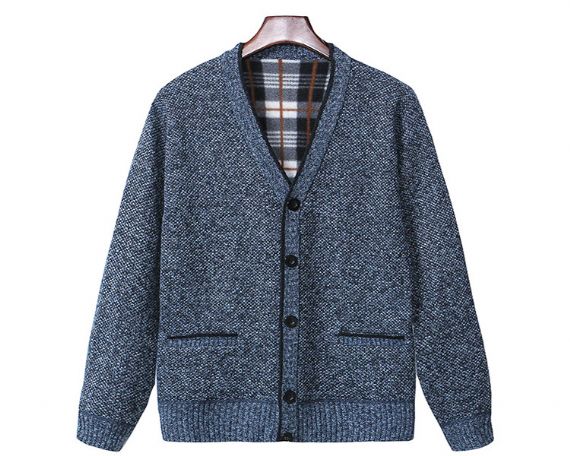 Jersey de punto con cuello chal y cuello en V para hombre