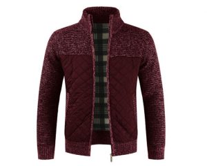Embroidered Stitching Zipper Long Sleeve Knit Sweaters