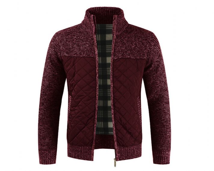 Embroidered Stitching Zipper Long Sleeve Knit Sweaters