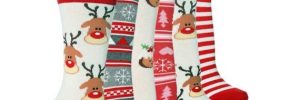 White And Red Ladies Christmas Socks