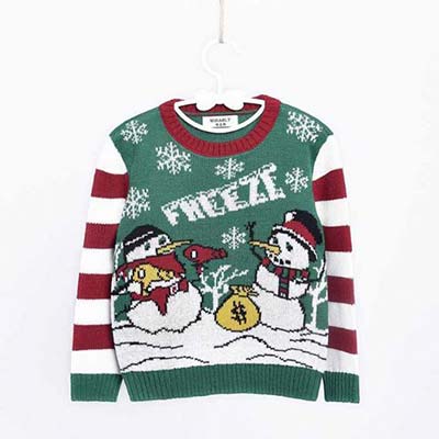 Funny Freeze Snowman Kids Christmas Sweater