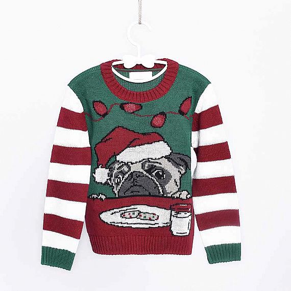 Suéter de Natal Feio de Pug para Meninas