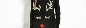 Womens Holiday Reindeer Ugly Christmas Sequin Sweater