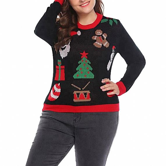 Suéteres navideños divertidos de talla grande Grinch para mujer