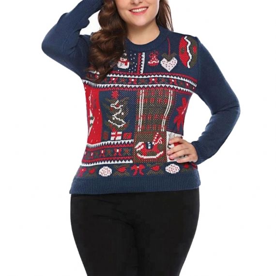 Suéteres navideños divertidos de talla grande Grinch para mujer