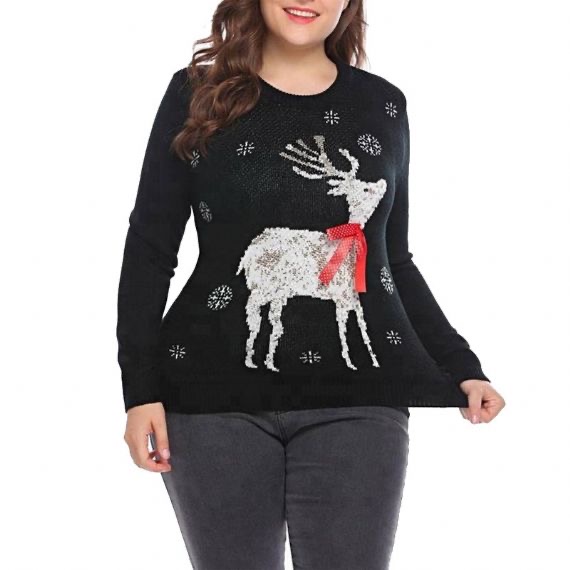 Suéteres navideños feos de talla grande para mujer