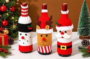 Festive Snowman Jacquard Knitted Wine Bottle Holiday Cover